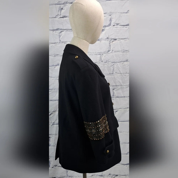 Gryphon New York Beaded Pea Coat Winter Jacket Military Wool Cashmere sz Medium - Picture 4 of 15